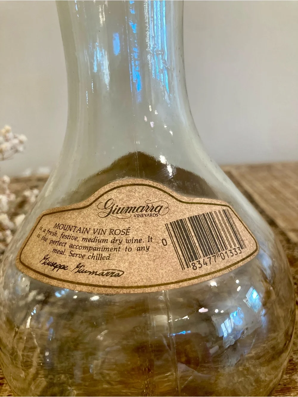 Vintage Giumarra Vineyards Mountain Vin Rosé Bottle – California Wine Decor
